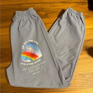 Boys Lie Blue Gray Track Joggers Sweatpants with Rainbow Graphic - medium